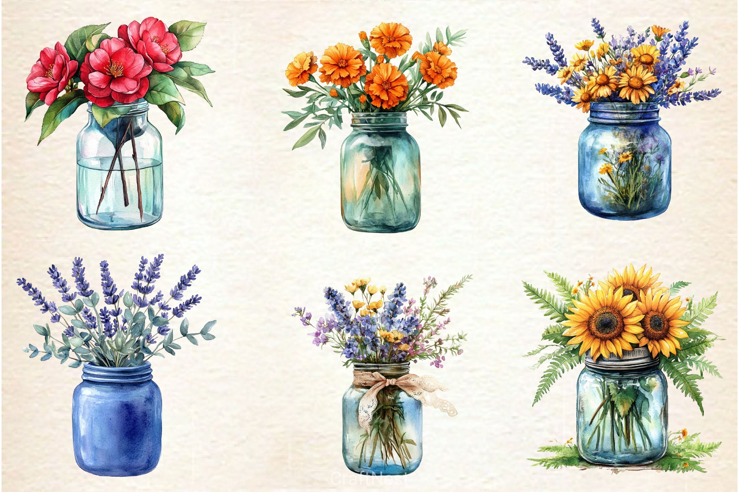 Flower In Jar Clipart Bundle 2 - CraftNest - Digital Crafting and Art