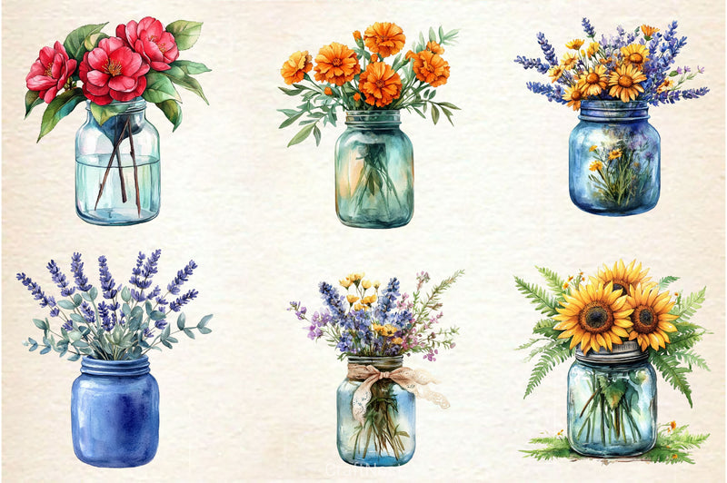 Flower In Jar Clipart Bundle 2 - CraftNest - Digital Crafting and Art