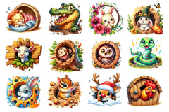 Funny Animals In Hole Clipart Bundle 2 - CraftNest - Digital Crafting and Art