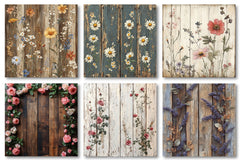 Seamless Rustic Floral Wood Backgrounds - CraftNest - Digital Crafting and Art
