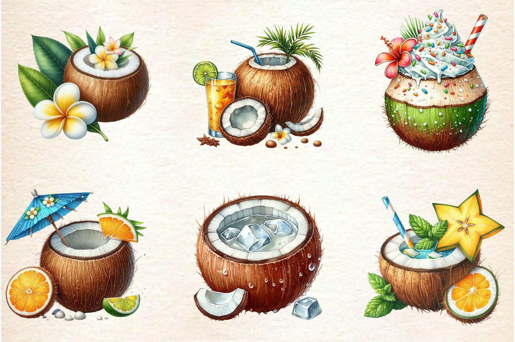 Coconut Drink Clipart Bundle - CraftNest - Digital Crafting and Art