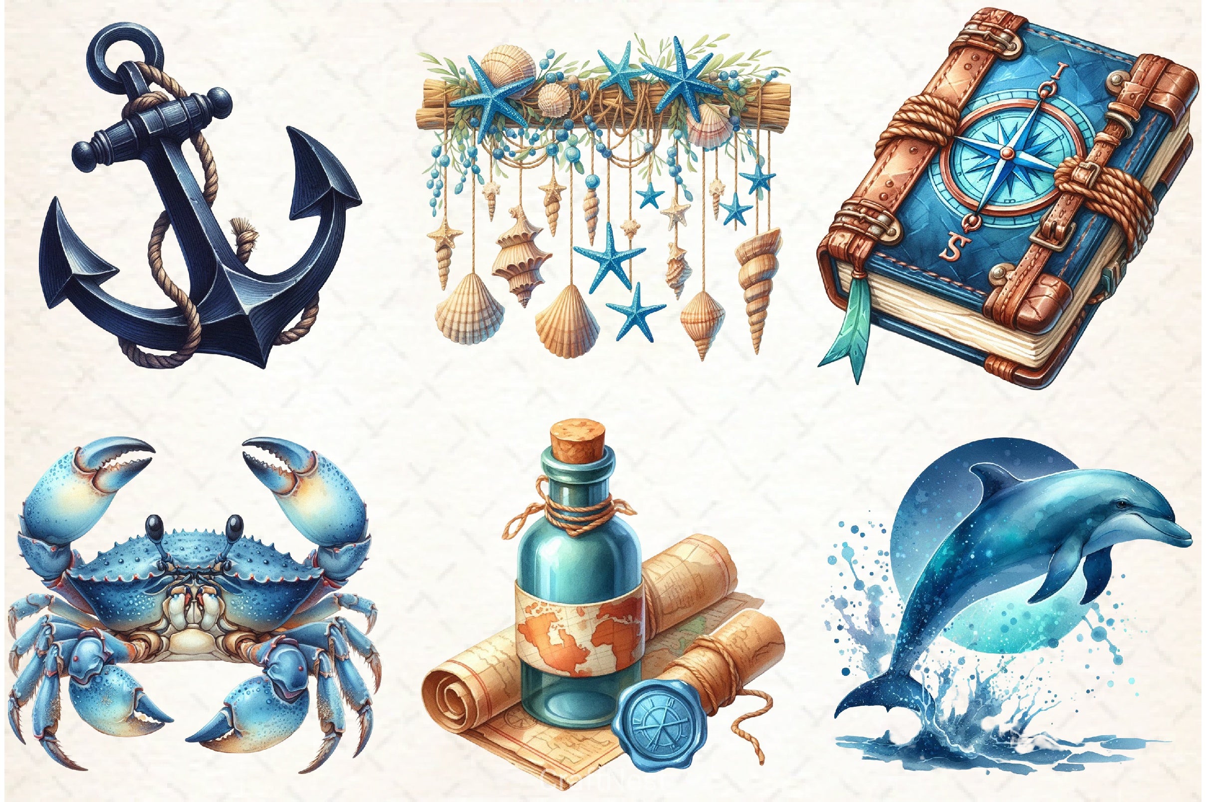 Blue Nautical Clipart Bundle - CraftNest - Digital Crafting and Art