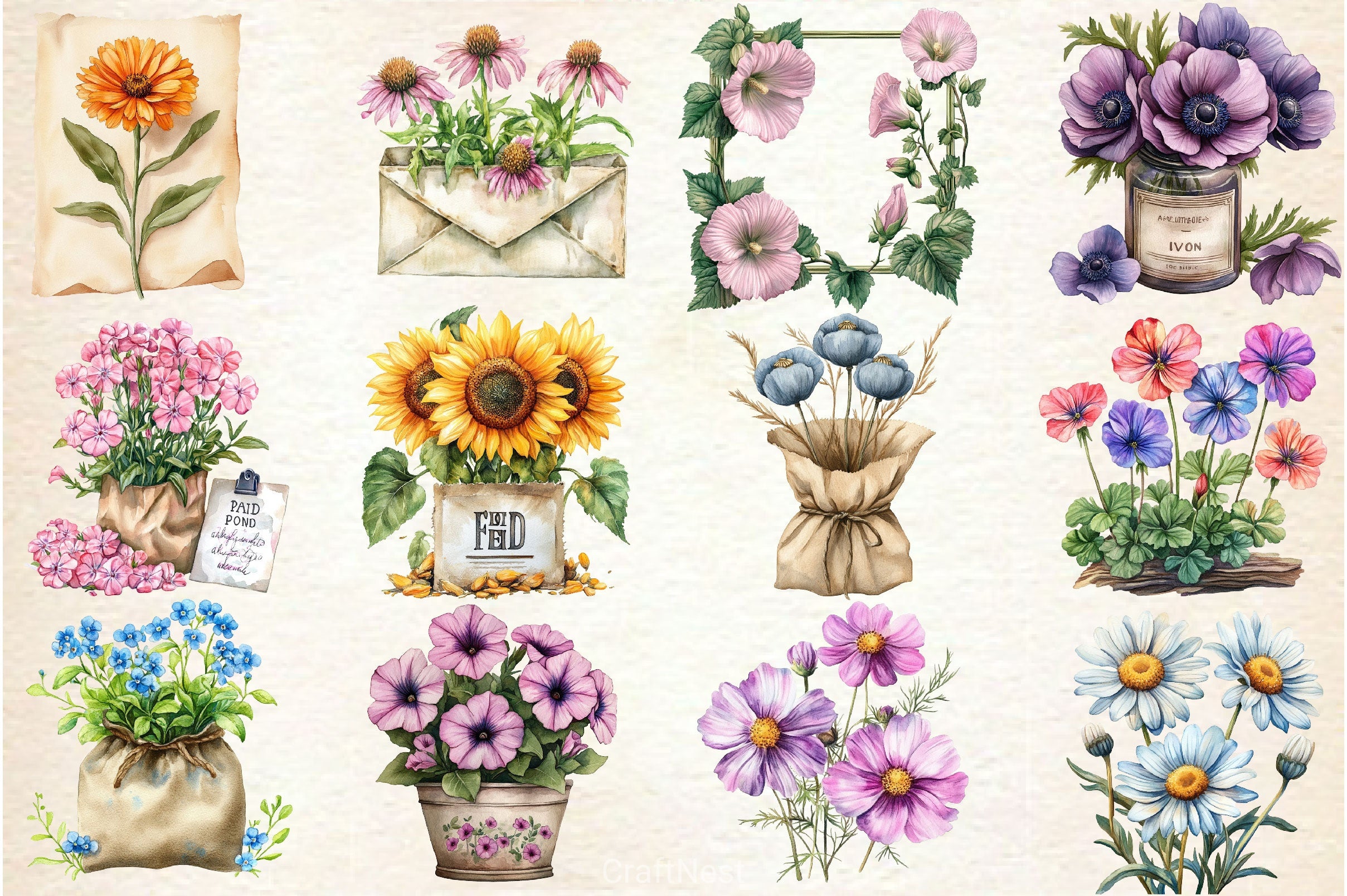 Summer Flowers Seed Packet Clipart Bundle - CraftNest - Digital Crafting and Art