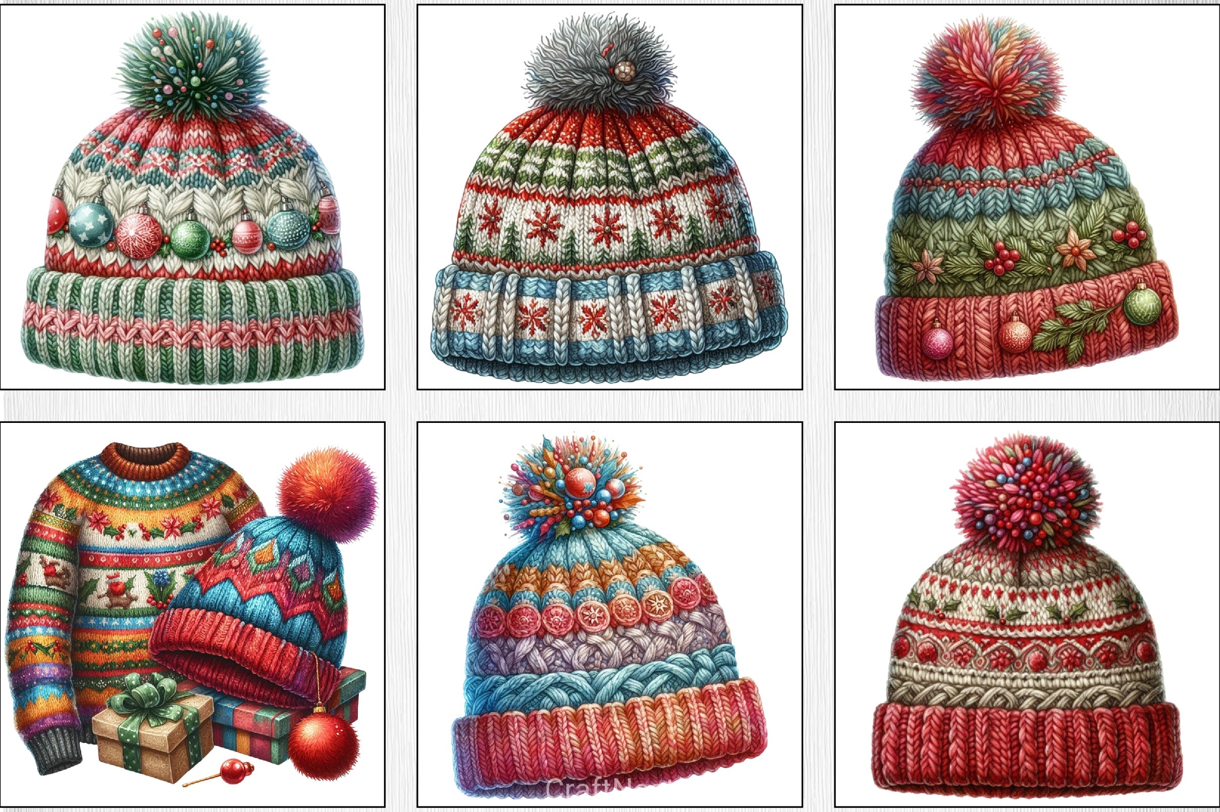 Winter Hat Set Clipart Bundle - CraftNest - Digital Crafting and Art
