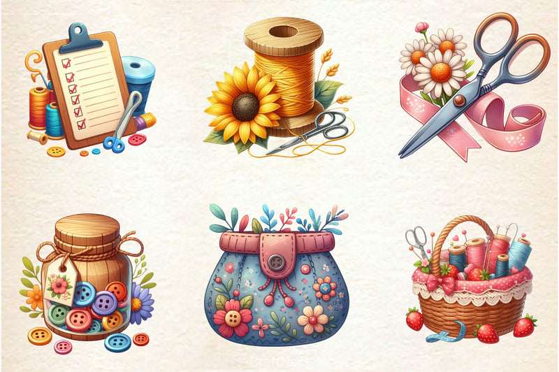 Summer Sewing Clipart Bundle - CraftNest - Digital Crafting and Art