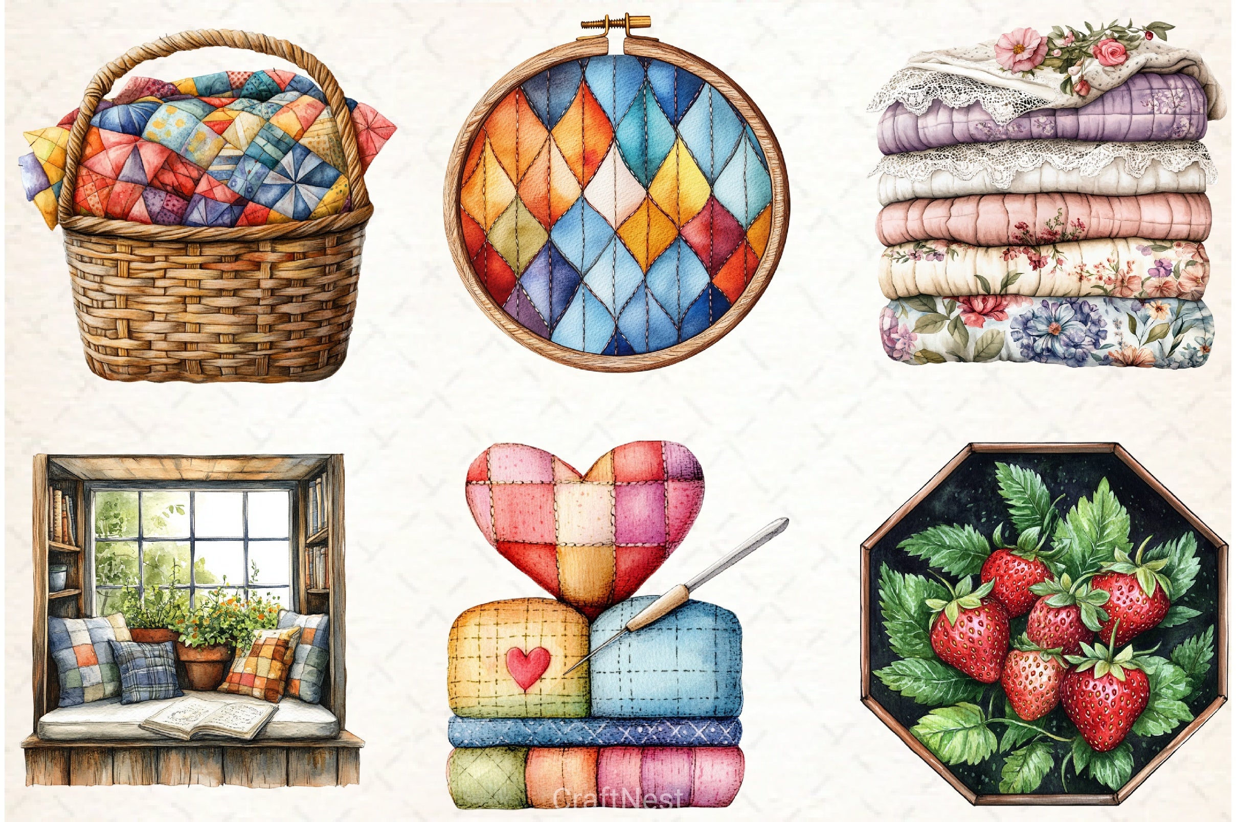 Cottage Quilts Fussy Clipart Bundle - CraftNest - Digital Crafting and Art