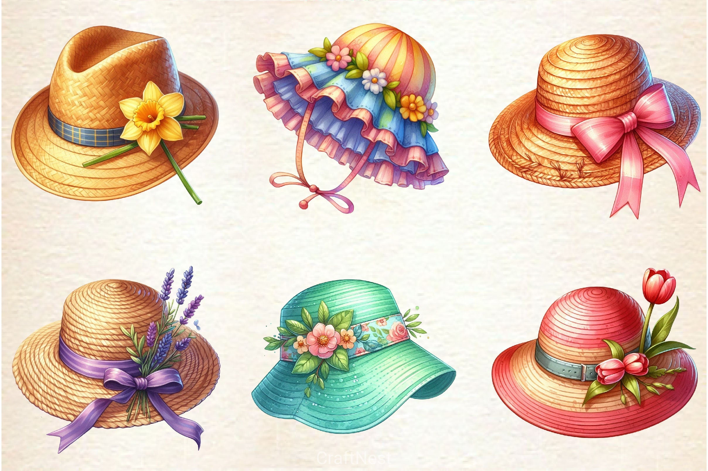 Spring Hat. Sign Spring Hats Clipart Bundle