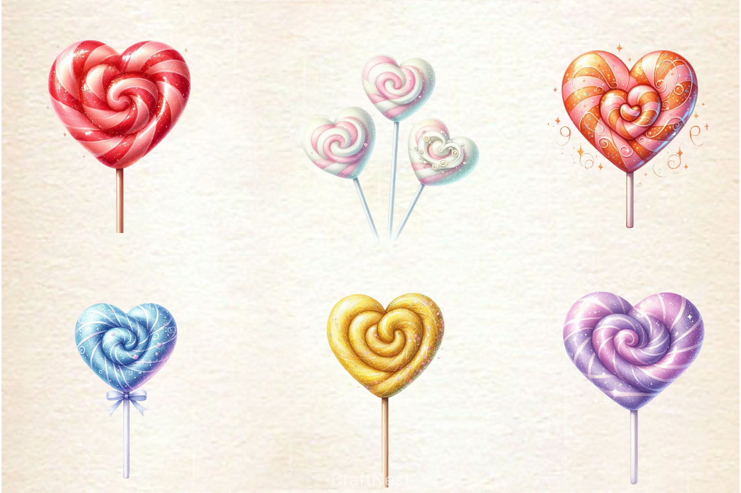Heart Shaped Lollipops Clipart Bundle - CraftNest - Digital Crafting and Art
