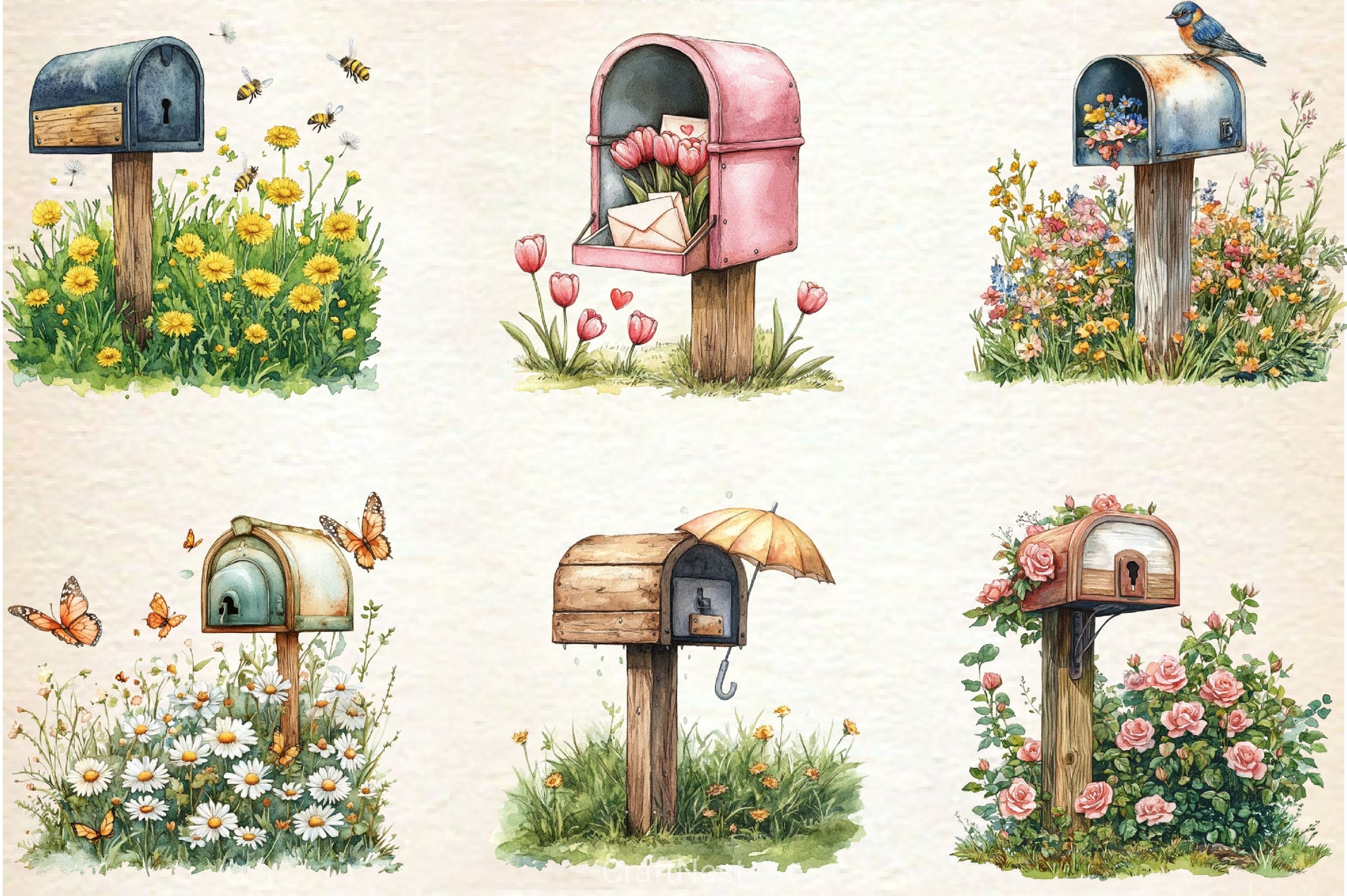 Spring Mailbox Clipart Bundle 2 - CraftNest - Digital Crafting and Art