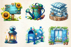 Blue Rustic Summer Clipart Bundle 2 - CraftNest - Digital Crafting and Art