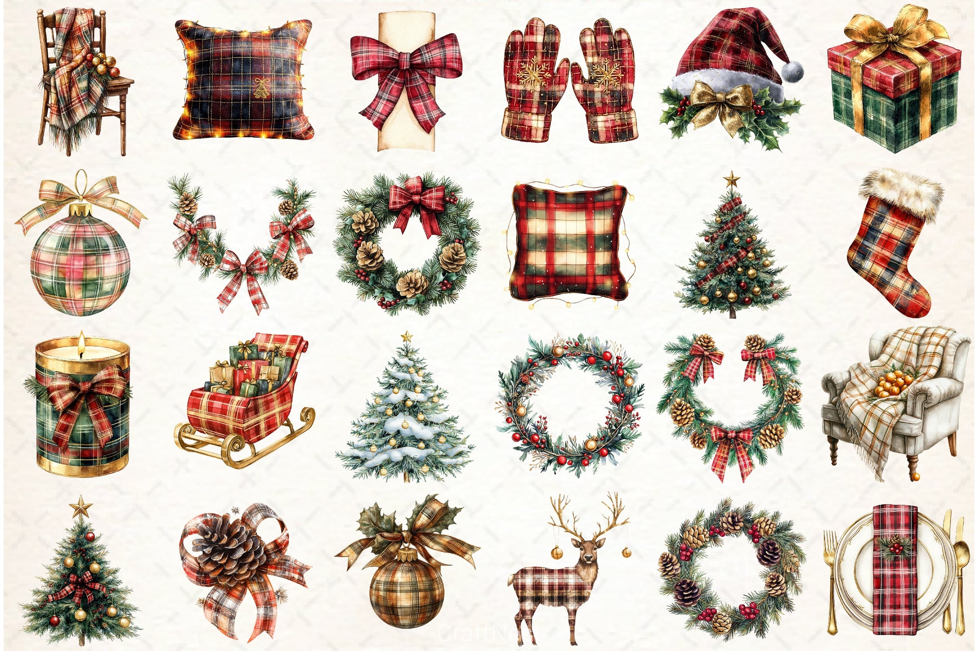 Luxury Plaid Christmas Clipart Bundle - CraftNest - Digital Crafting and Art
