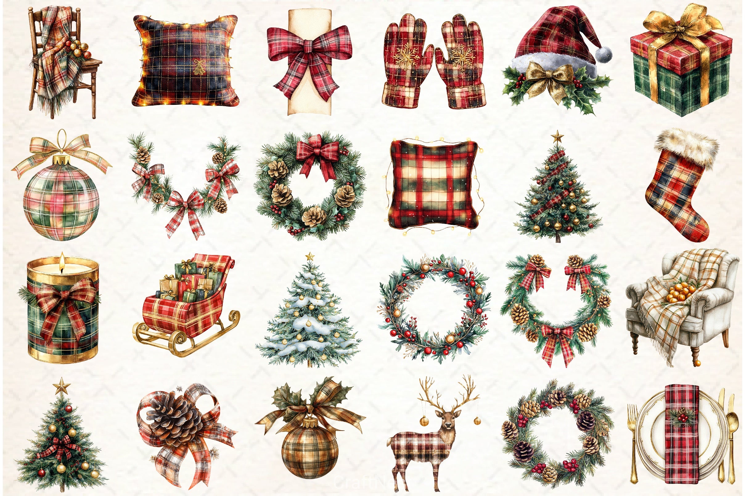 Luxury Plaid Christmas Clipart Bundle - CraftNest - Digital Crafting and Art