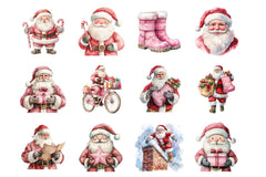 Pink Trendy Christmas Santa Clipart Bundle - CraftNest - Digital Crafting and Art