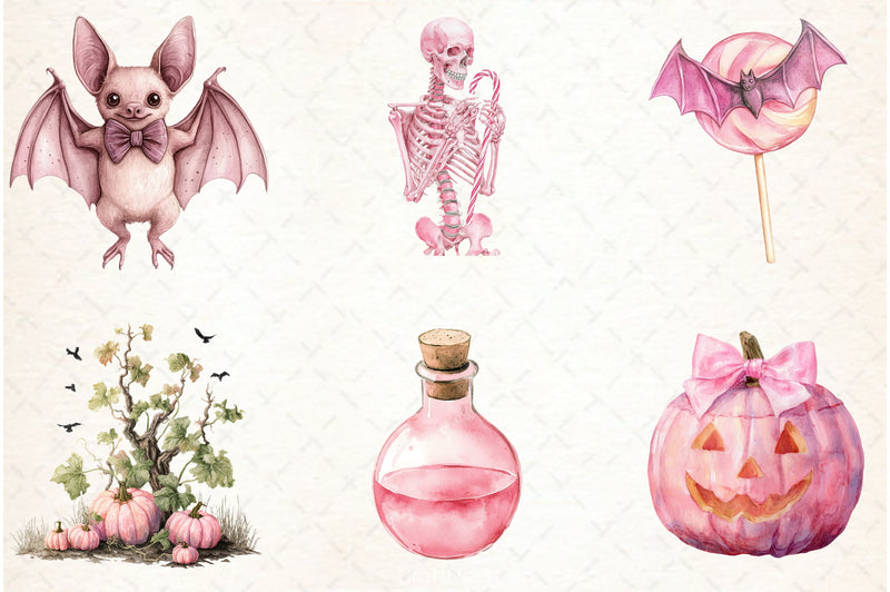 Pastel Pink Halloween Clipart Bundle - CraftNest - Digital Crafting and Art