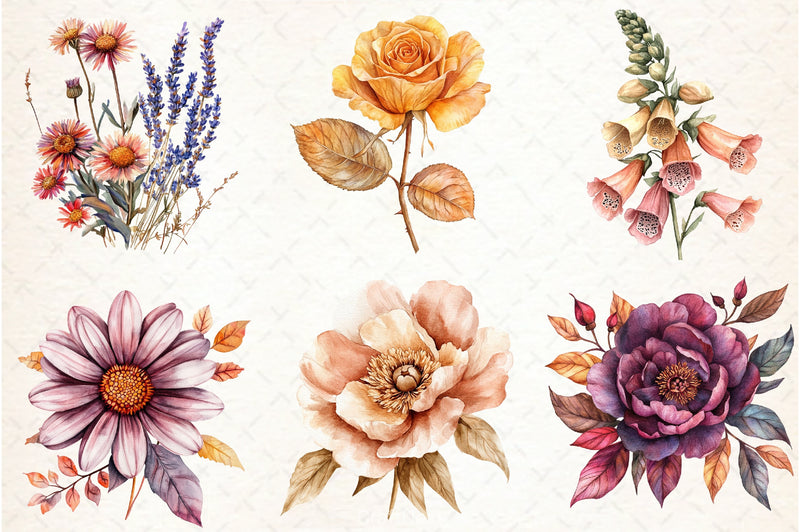 Autumn Flower Clipart Bundle - CraftNest - Digital Crafting and Art