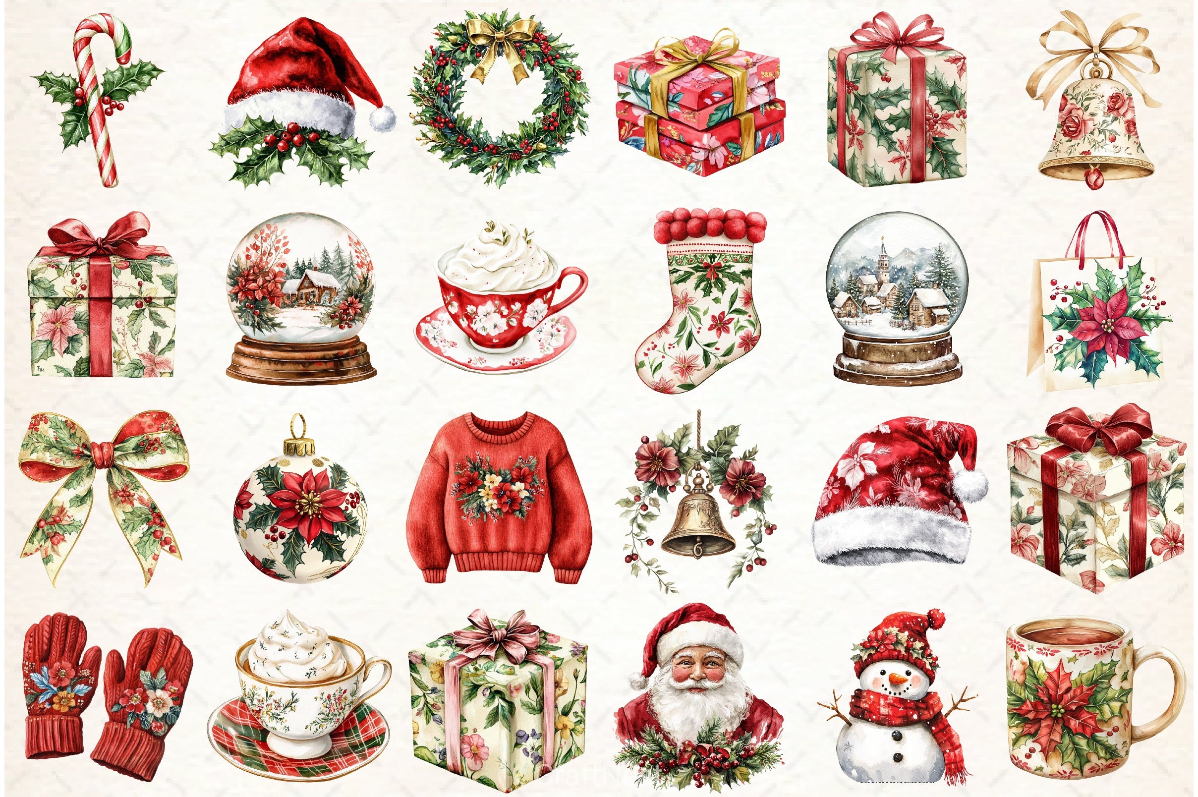 Chinoiserie Christmas Clipart Bundle 2 - CraftNest - Digital Crafting and Art