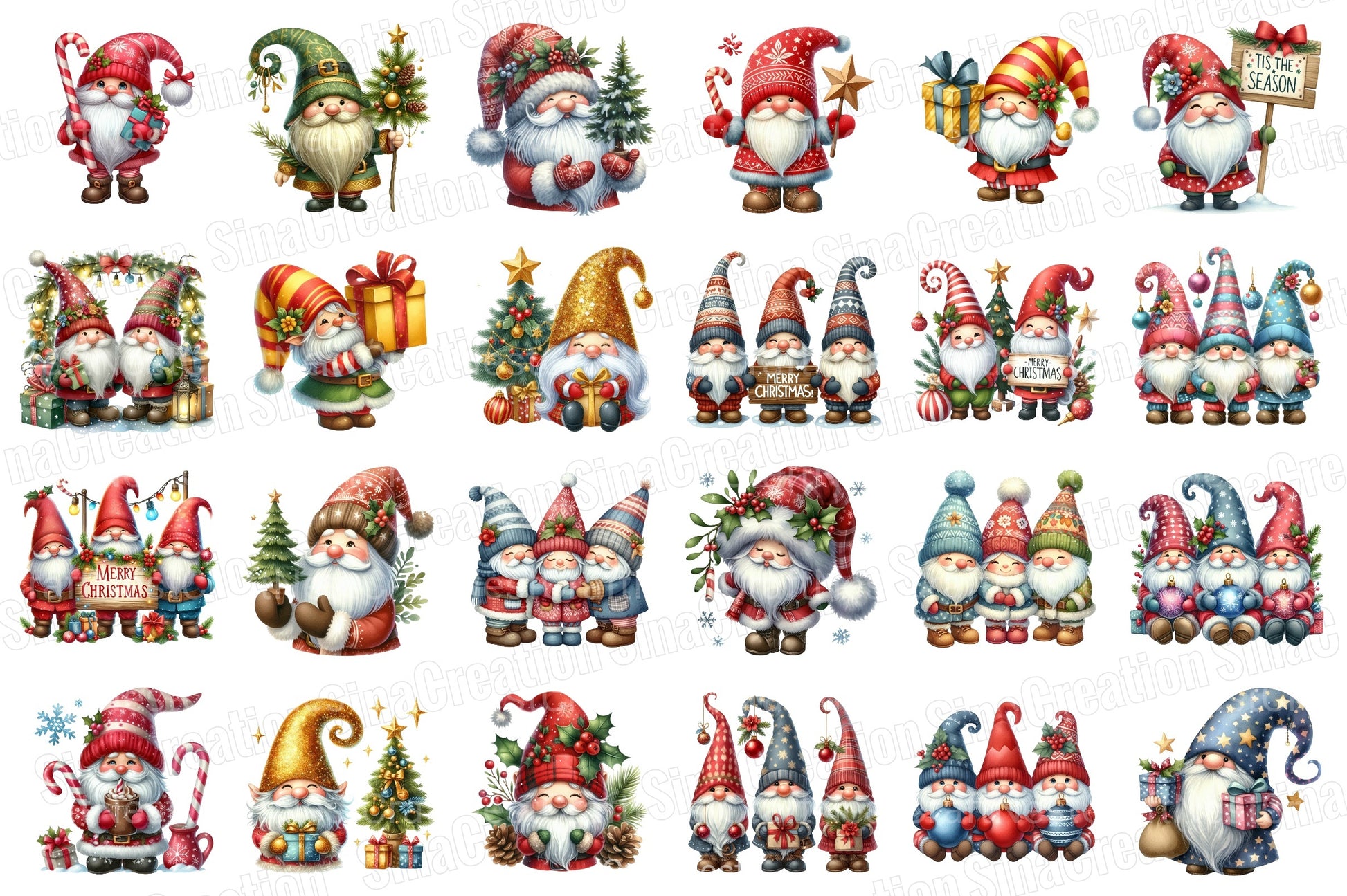 Christmas Gnome Winter Graphics Clipart Bundle - CraftNest - Digital Crafting and Art