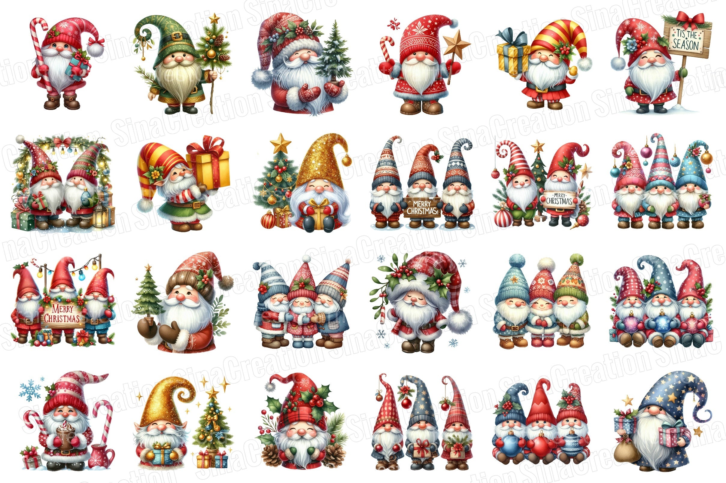 Christmas Gnome Winter Graphics Clipart Bundle - CraftNest - Digital Crafting and Art