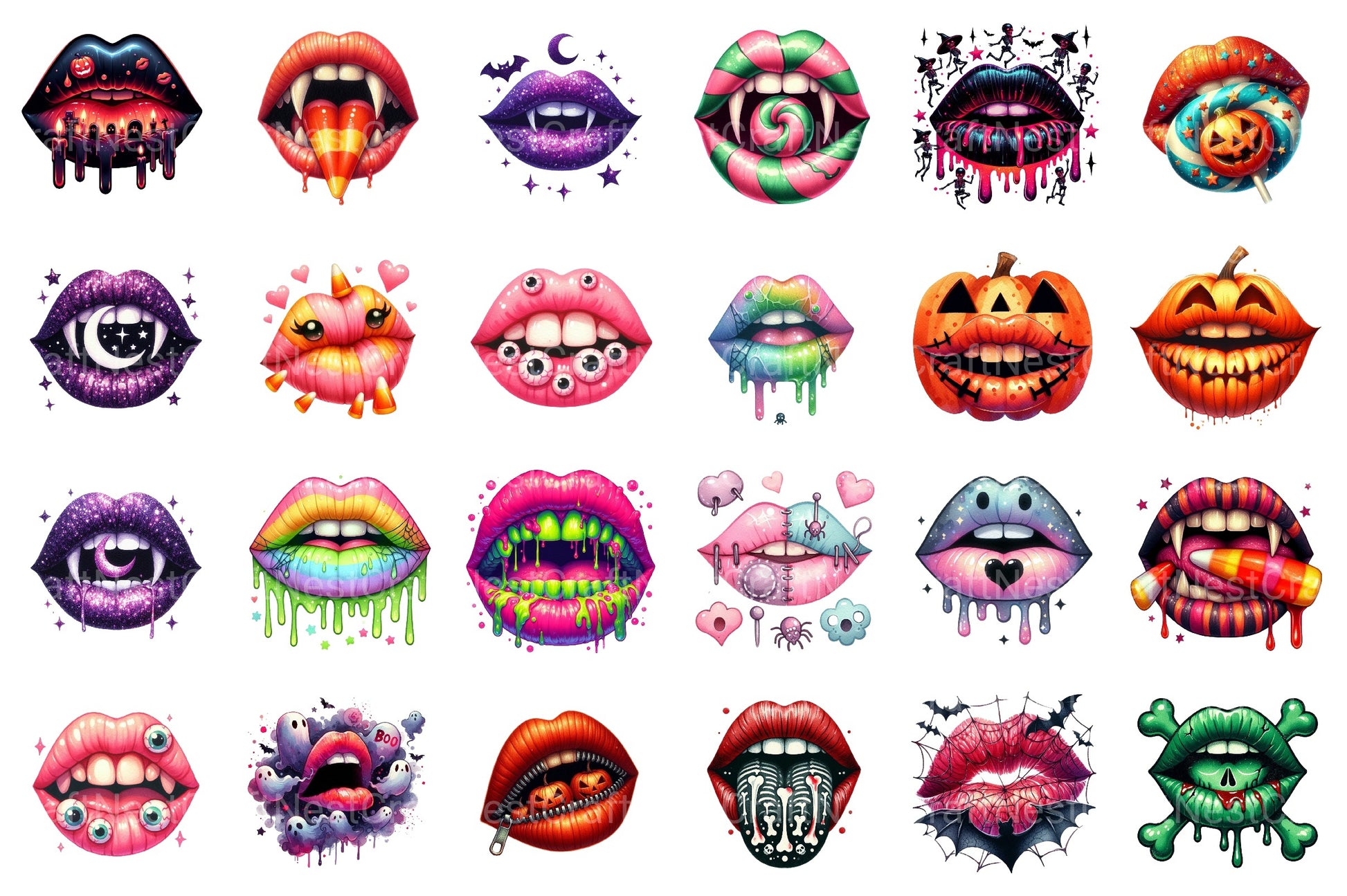Spooky Halloween Lips Clipart Bundle - CraftNest - Digital Crafting and Art