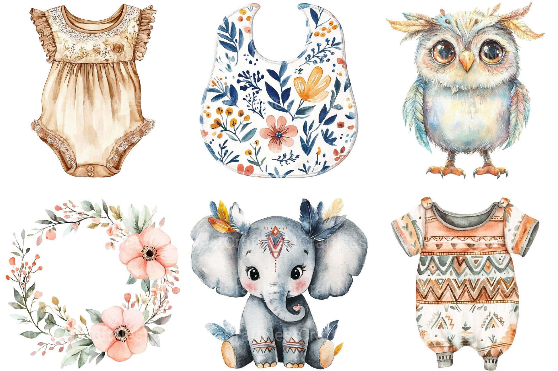 Boho Baby Doodles Clipart - CraftNest - Digital Crafting and Art