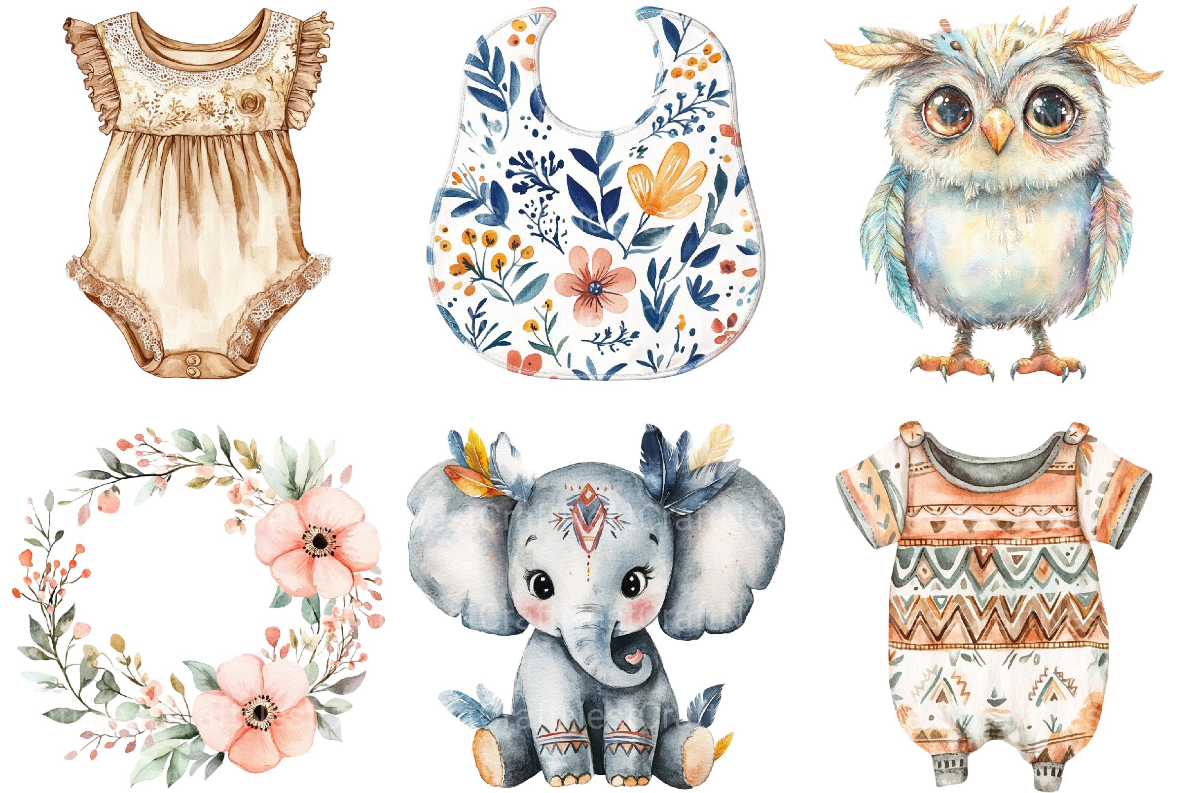 Boho Baby Doodles Clipart - CraftNest - Digital Crafting and Art