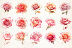 Pink Gold Rose Clipart Bundle - CraftNest - Digital Crafting and Art