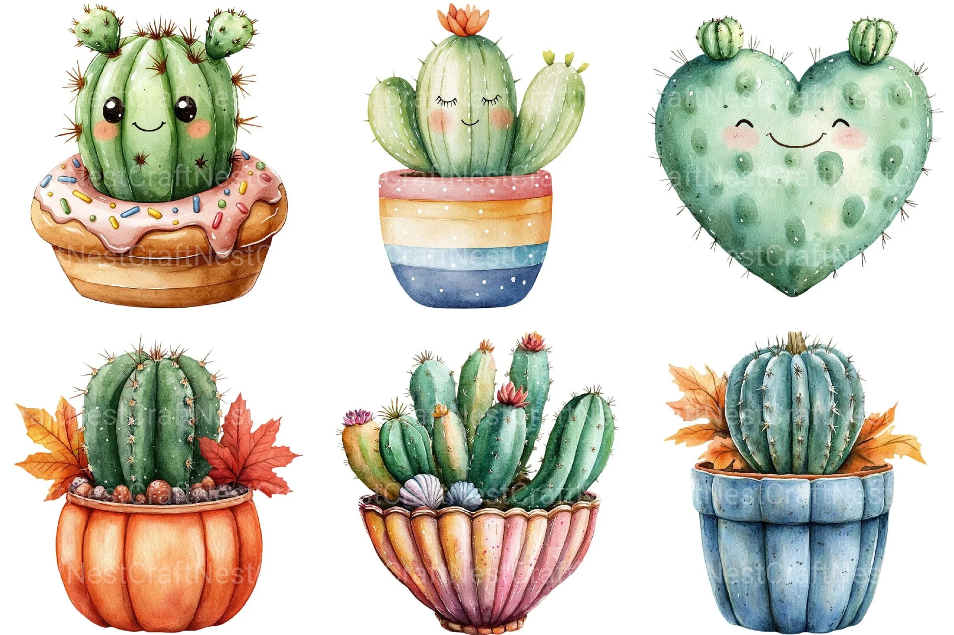 Cute Cactus Clipart - CraftNest - Digital Crafting and Art