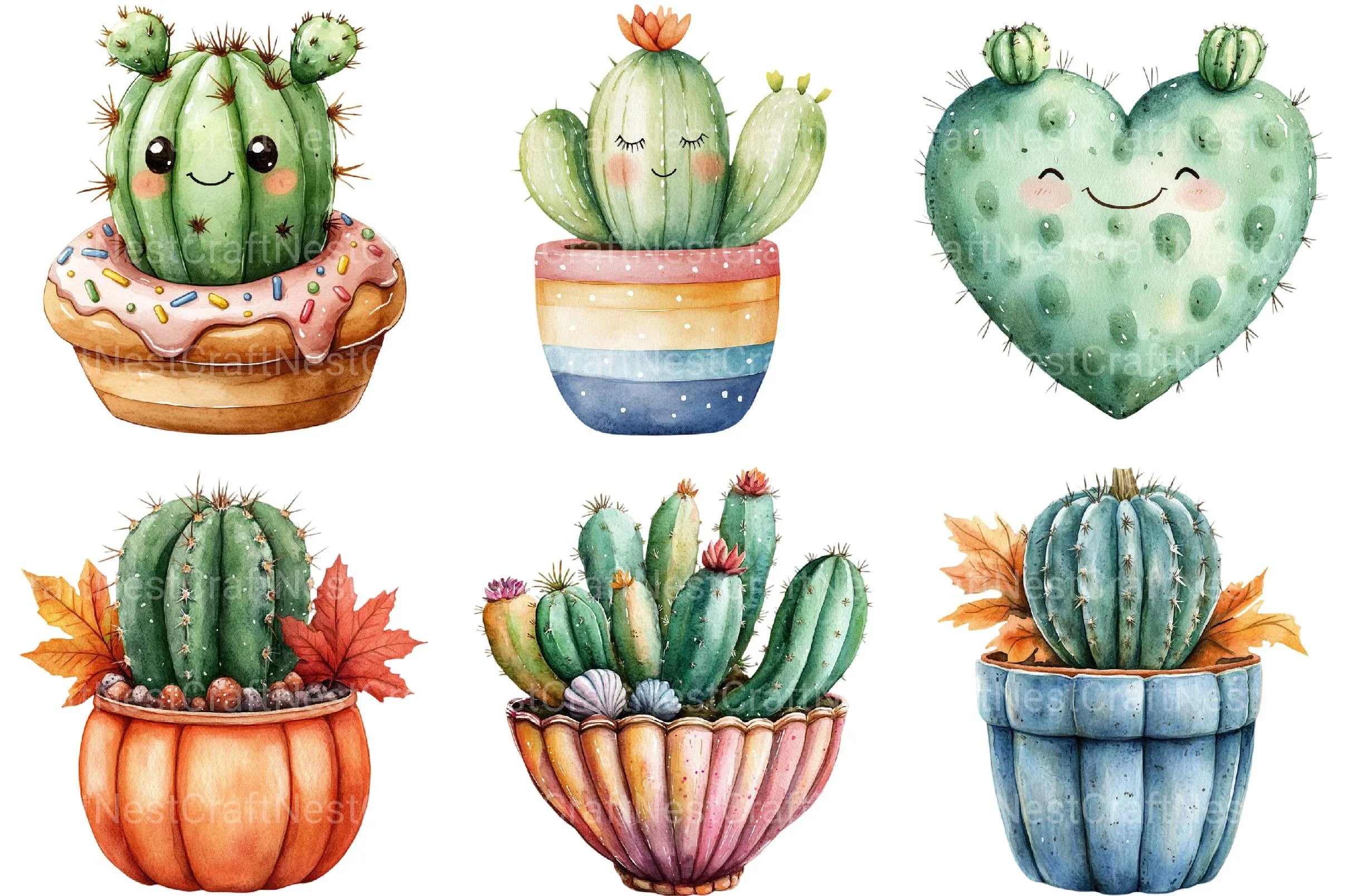 Cute Cactus Clipart - CraftNest - Digital Crafting and Art
