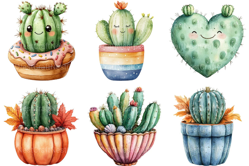 Cute Cactus Clipart - CraftNest - Digital Crafting and Art