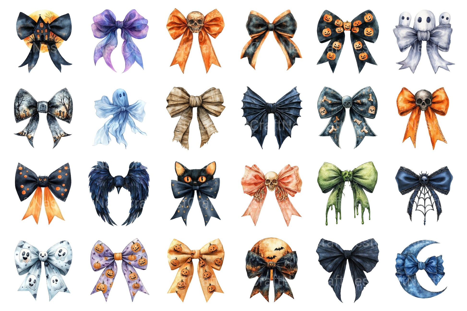 Halloween Bow Ribbon Clipart Bundle 1 - CraftNest - Digital Crafting and Art