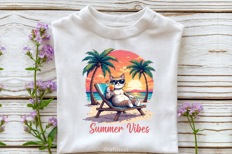 Summer Vibes Cat Clipart Bundle 1 - CraftNest - Digital Crafting and Art