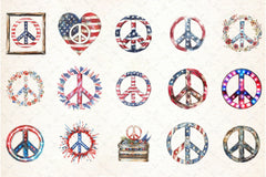 4th of July Peace Sign Clipart Bundle - CraftNest - Digital Crafting and Art