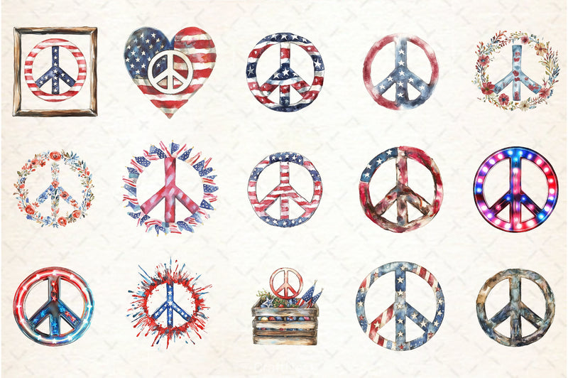 4th of July Peace Sign Clipart Bundle - CraftNest - Digital Crafting and Art