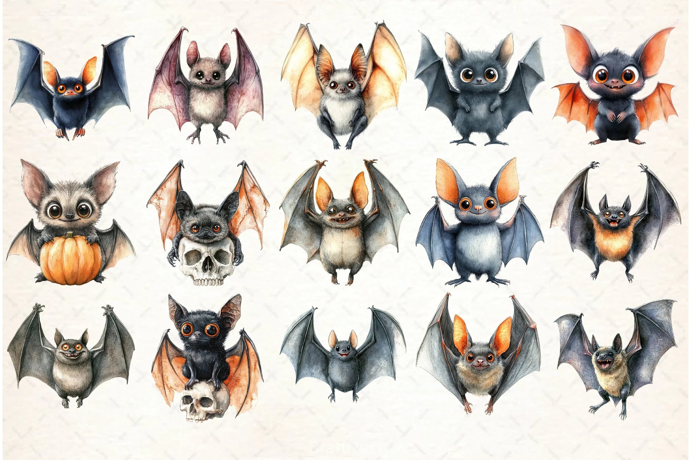 Quirky Halloween Bats Clipart Bundle - CraftNest - Digital Crafting and Art