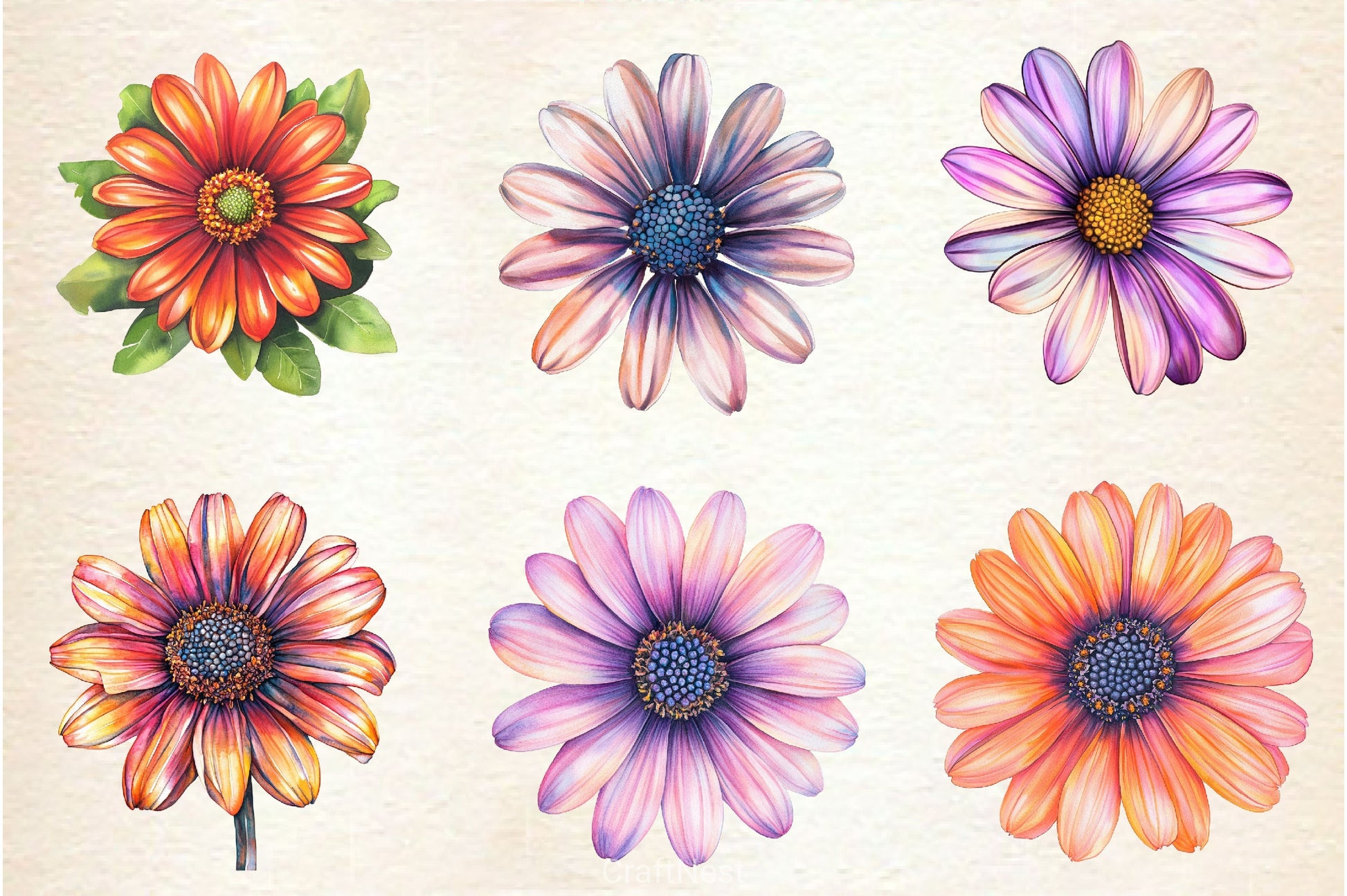 African Daisy Flower Bloom Clipart Bundle - CraftNest - Digital Crafting and Art