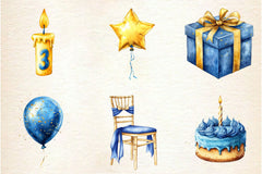 Blue And Gold Party Decorations Clipart Bundle - CraftNest - Digital Crafting and Art
