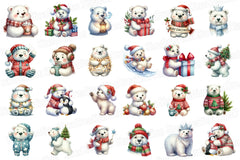 Polar Bear Christmas Clipart Bundle 6 - CraftNest - Digital Crafting and Art