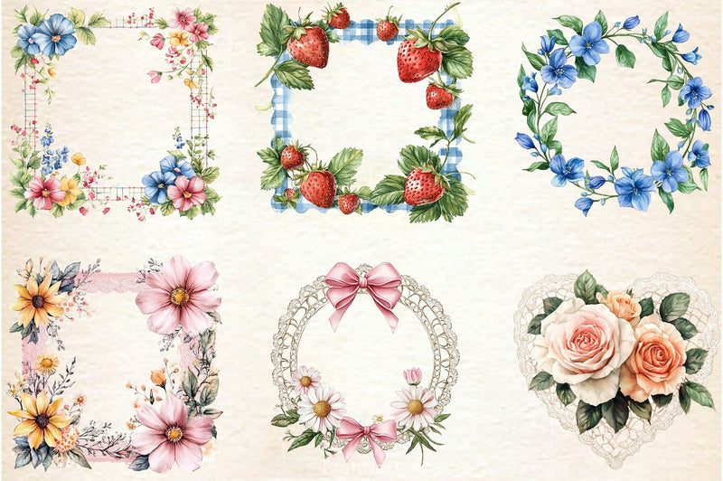 Summer Coquette Frames Borders Clipart Bundle - CraftNest - Digital Crafting and Art