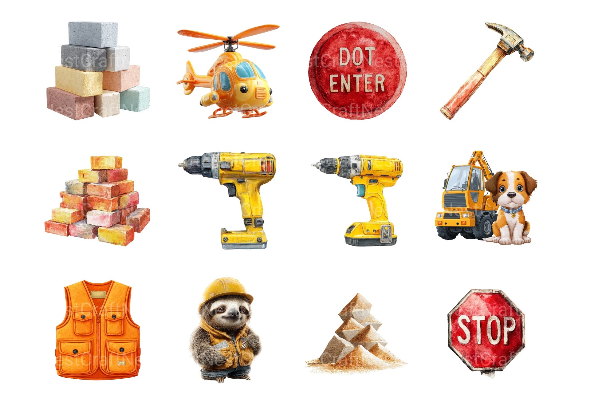 Cute Construction Clipart Bundle 9 - CraftNest - Digital Crafting and Art