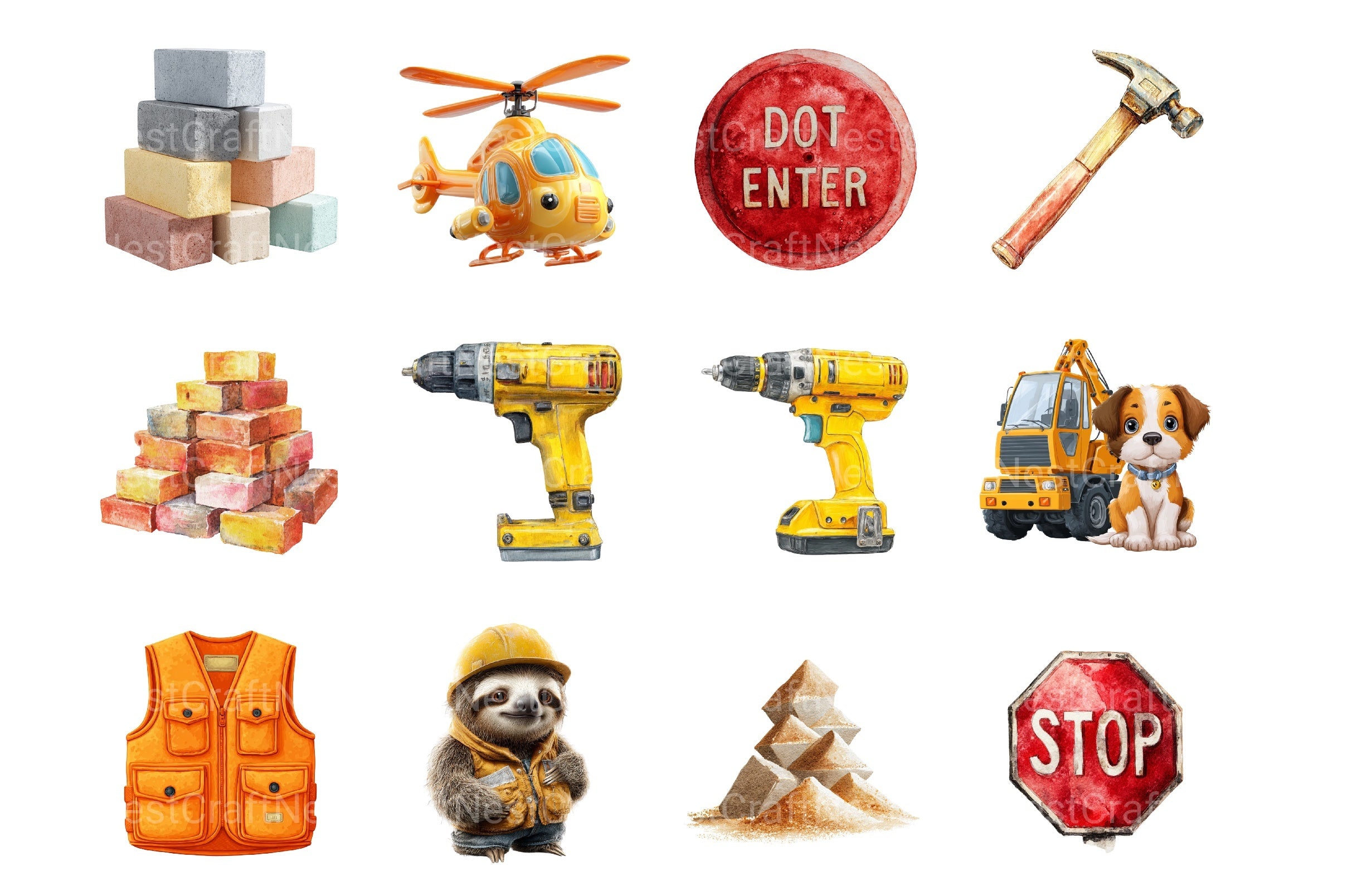 Cute Construction Clipart Bundle 9 - CraftNest - Digital Crafting and Art