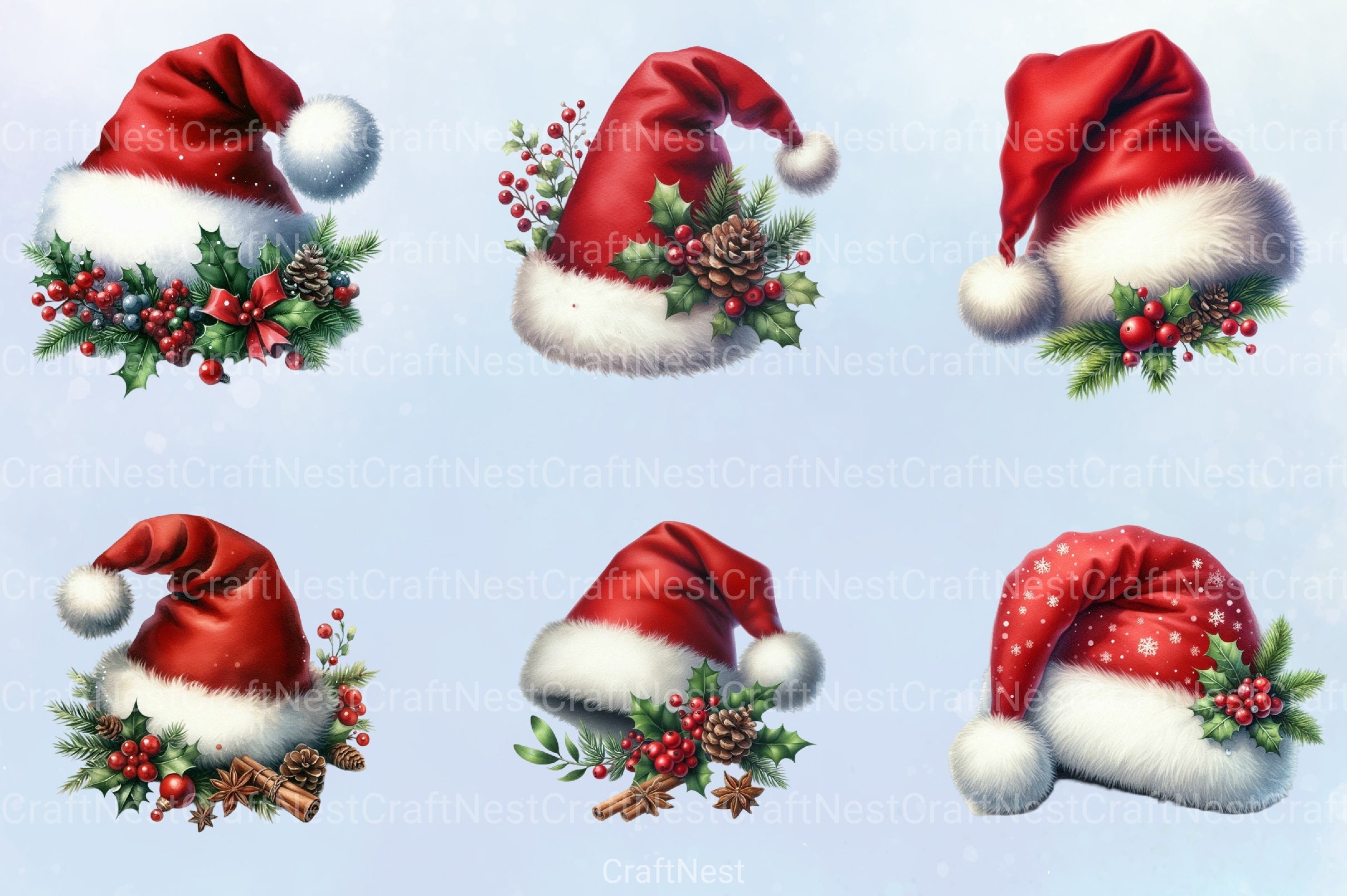 Christmas Santa Hat Clipart Bundle 12 - CraftNest - Digital Crafting and Art