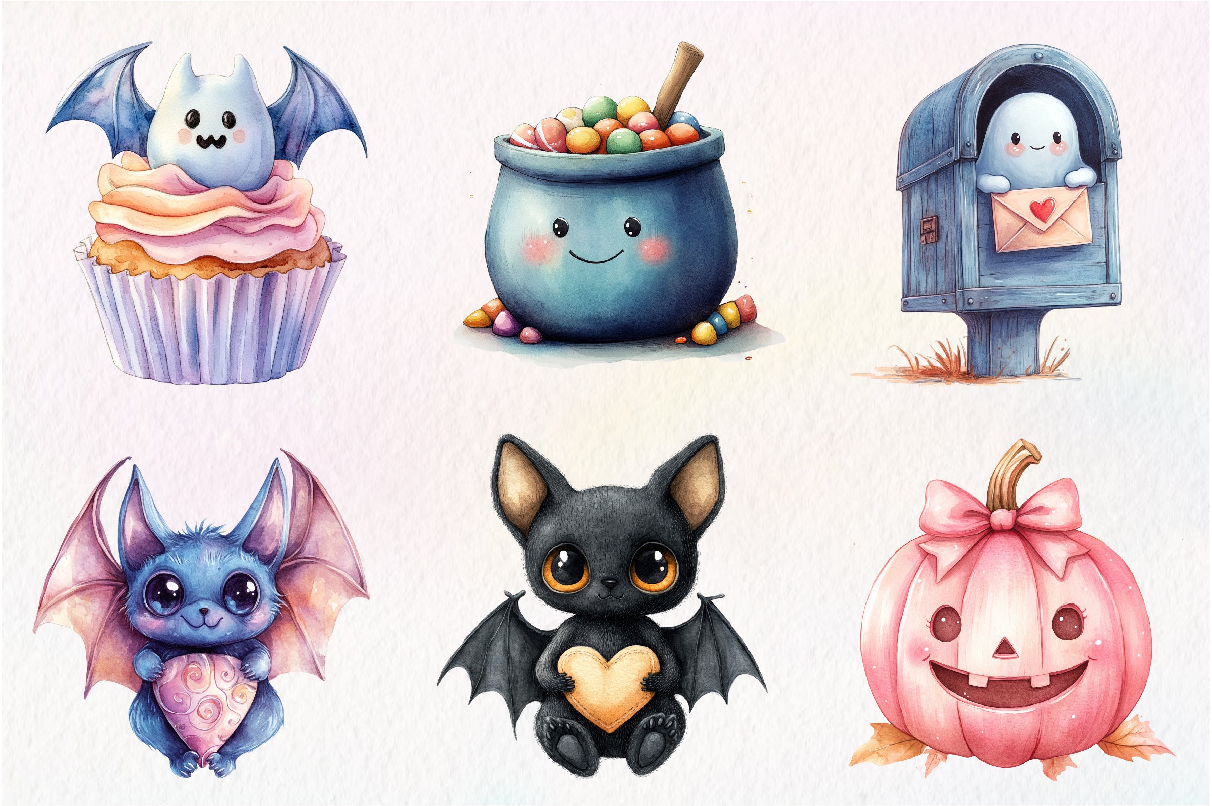 Cute Pastel Spooky Halloween Clipart Bundle - CraftNest - Digital Crafting and Art