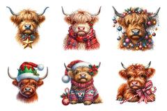Christmas Highland Cow Clipart Bundle 19 - CraftNest - Digital Crafting and Art