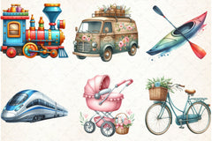 Transportation Clipart Bundle - CraftNest - Digital Crafting and Art