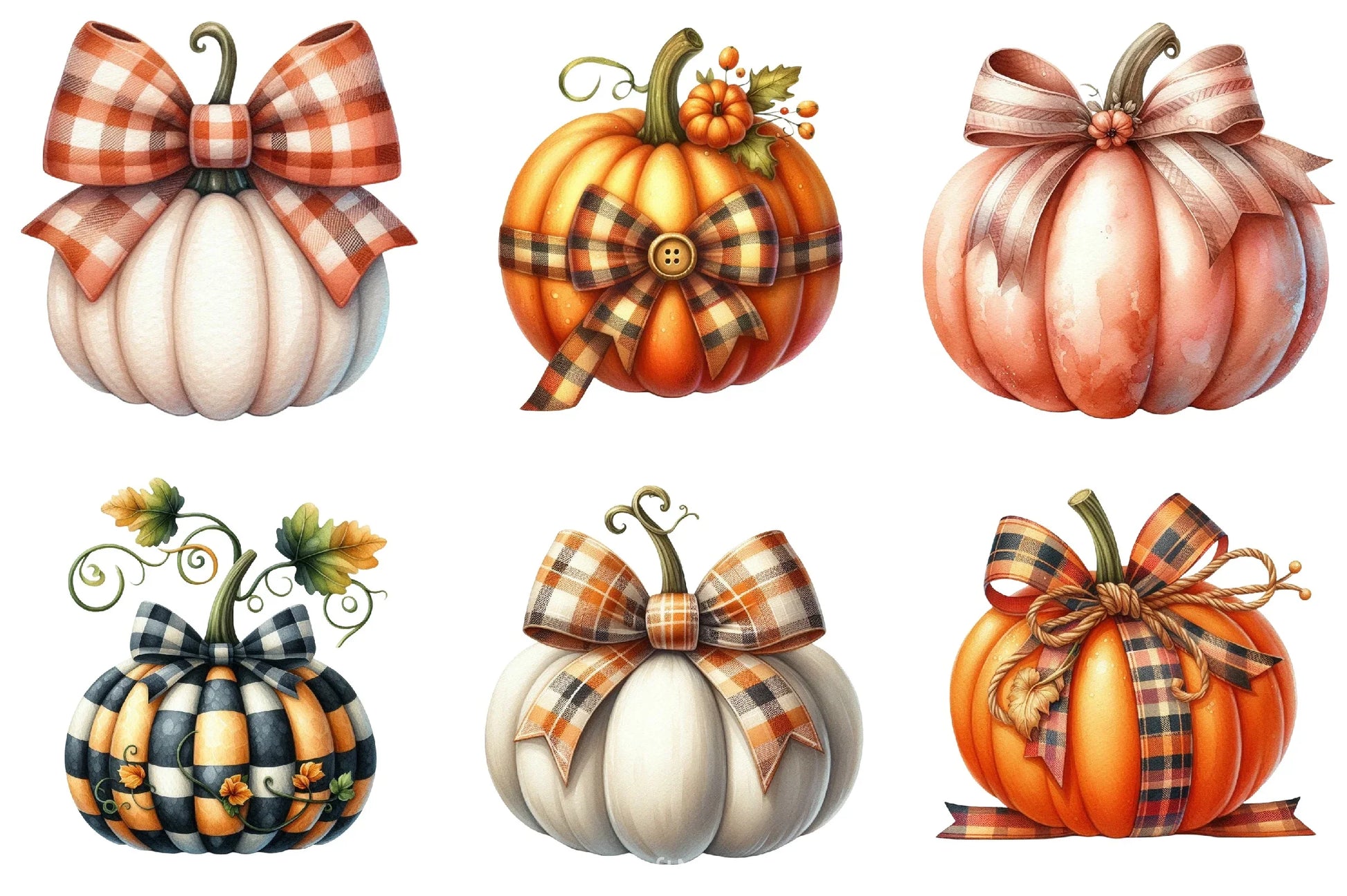 Fall Bow Pumpkins Clipart Bundle - CraftNest - Digital Crafting and Art