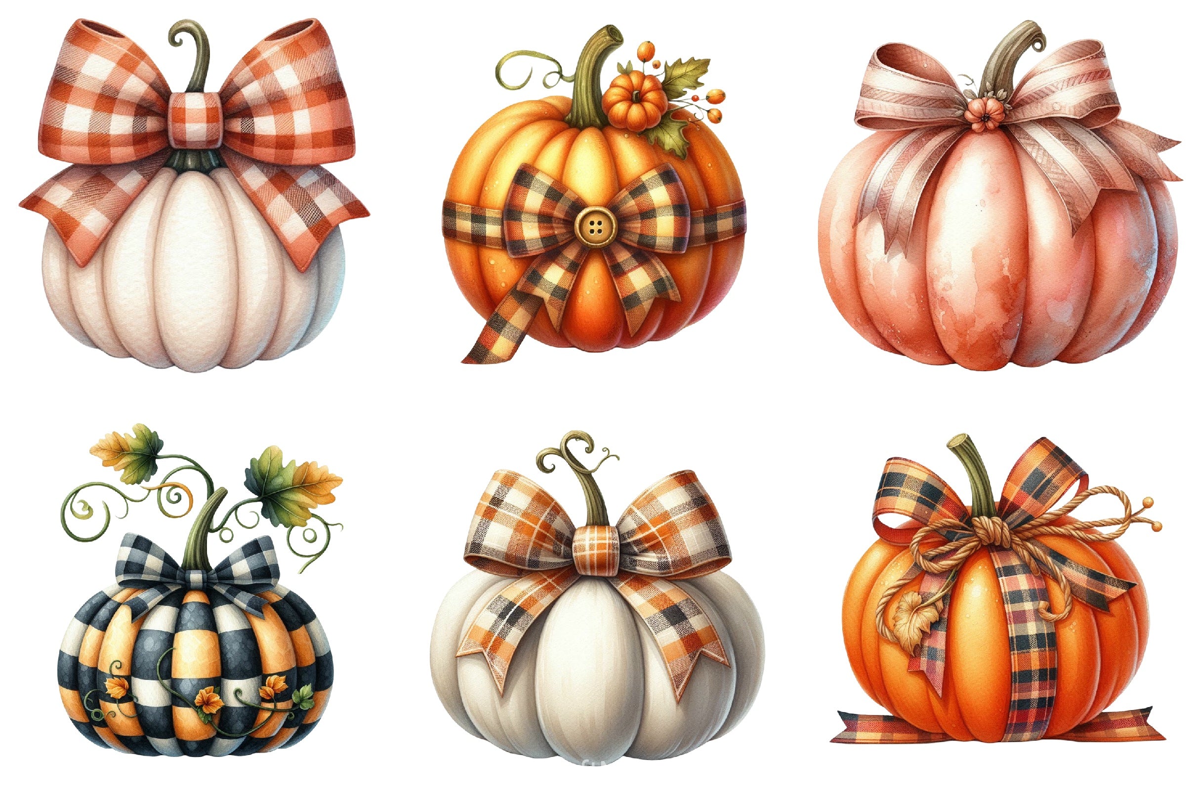 Fall Bow Pumpkins Clipart Bundle - CraftNest - Digital Crafting and Art