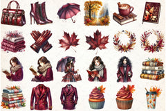 Burgundy Autumn Clipart Bundle 4 - CraftNest - Digital Crafting and Art
