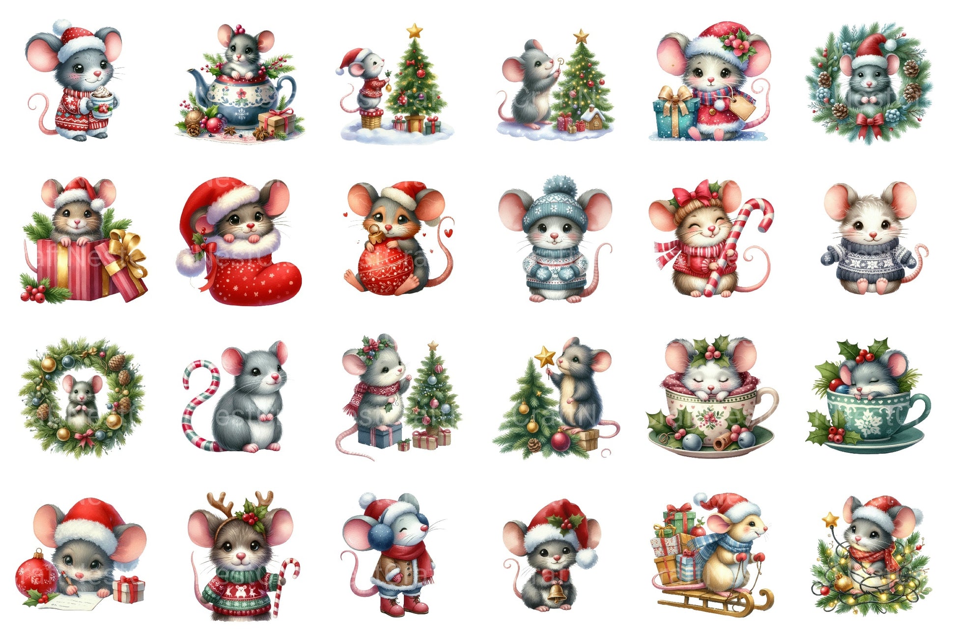Christmas Mouse Clipart Bundle 11 - CraftNest - Digital Crafting and Art