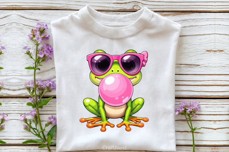 Retro Frog Bubblegum Clipart Bundle - CraftNest - Digital Crafting and Art