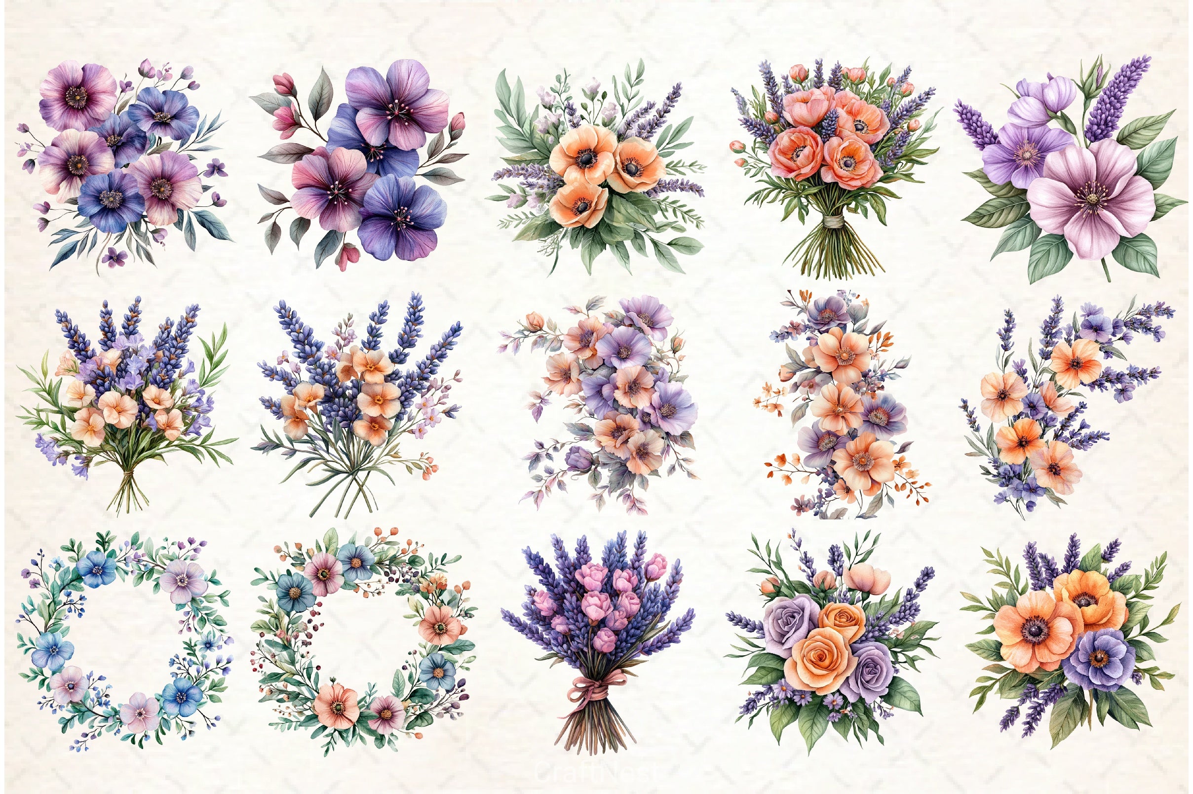 Purple Flowers Clipart Bundle - CraftNest - Digital Crafting and Art
